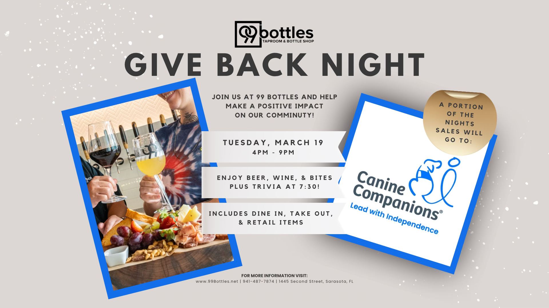 Give Back Night for Canine Companions Event Flyer